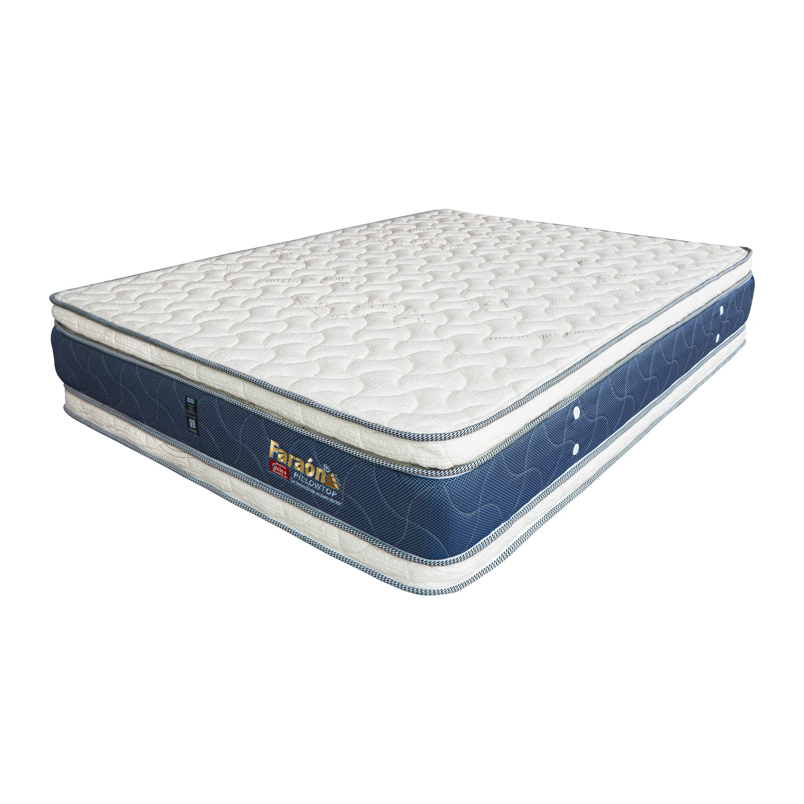 Vista lateral del colchón Pillowtop Faraón con espuma de altísima densidad y soporte extra - Industrias Celco
