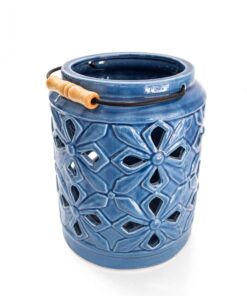 FAROL DECORATIVO EN PORCELANA AZUL